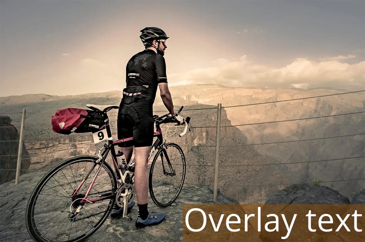 Text overlay with colored 50%-opacity background